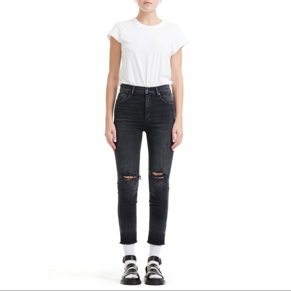 NWT AGOLDE Ruby High Rise Crop Let Down Jeans - Picture 2 of 6
